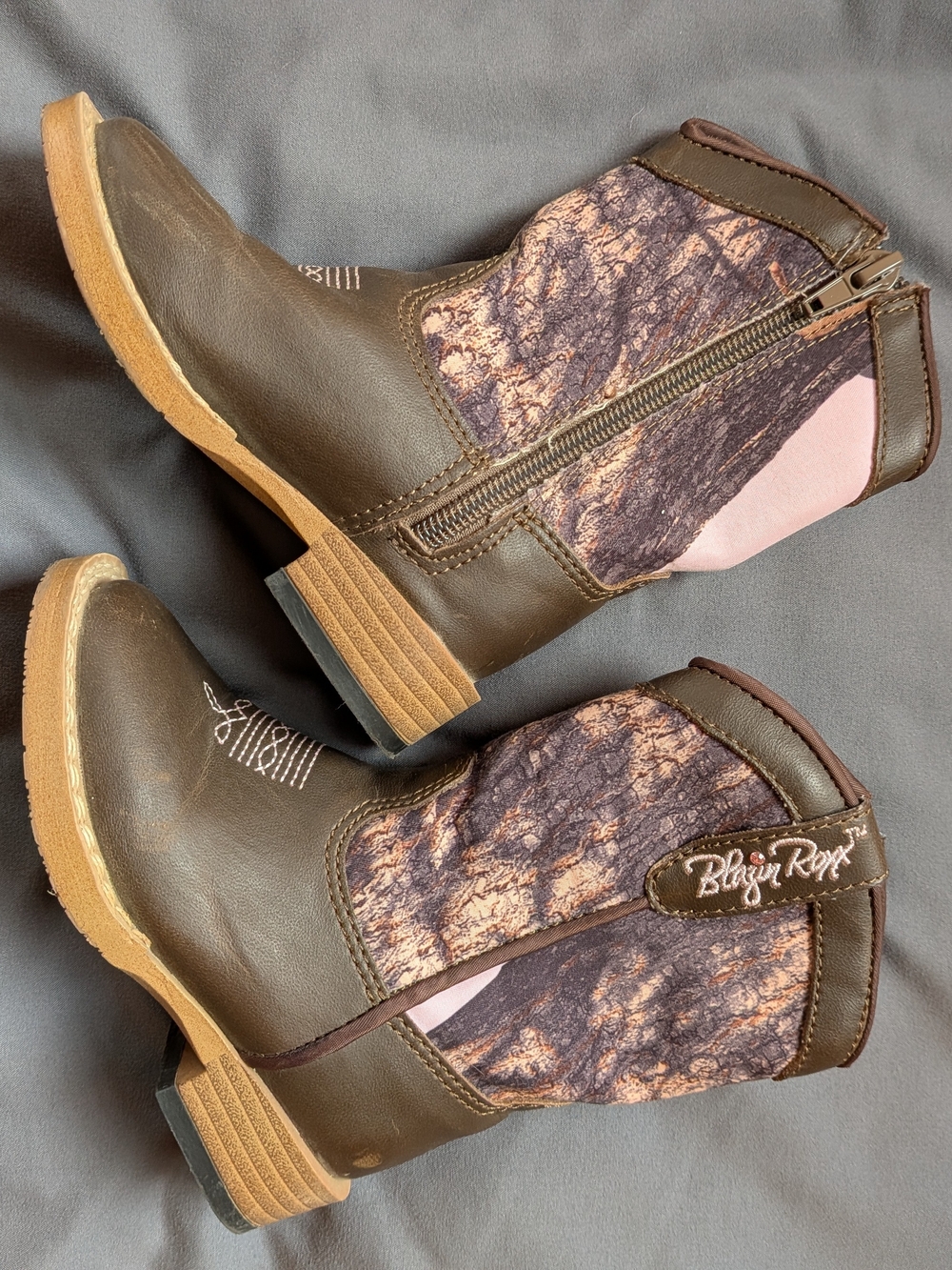 Blazin Roxx Brown and Pink Camo Girls' Western Cowboy Boots